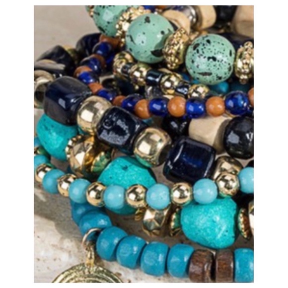 1 LEFT! Stunning Layered Stacking Turquoise Bracelet Set - Picture 5 of 5